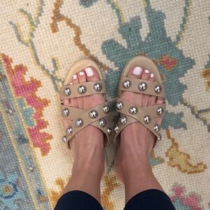 Marc Fisher Beige Studded Sandals